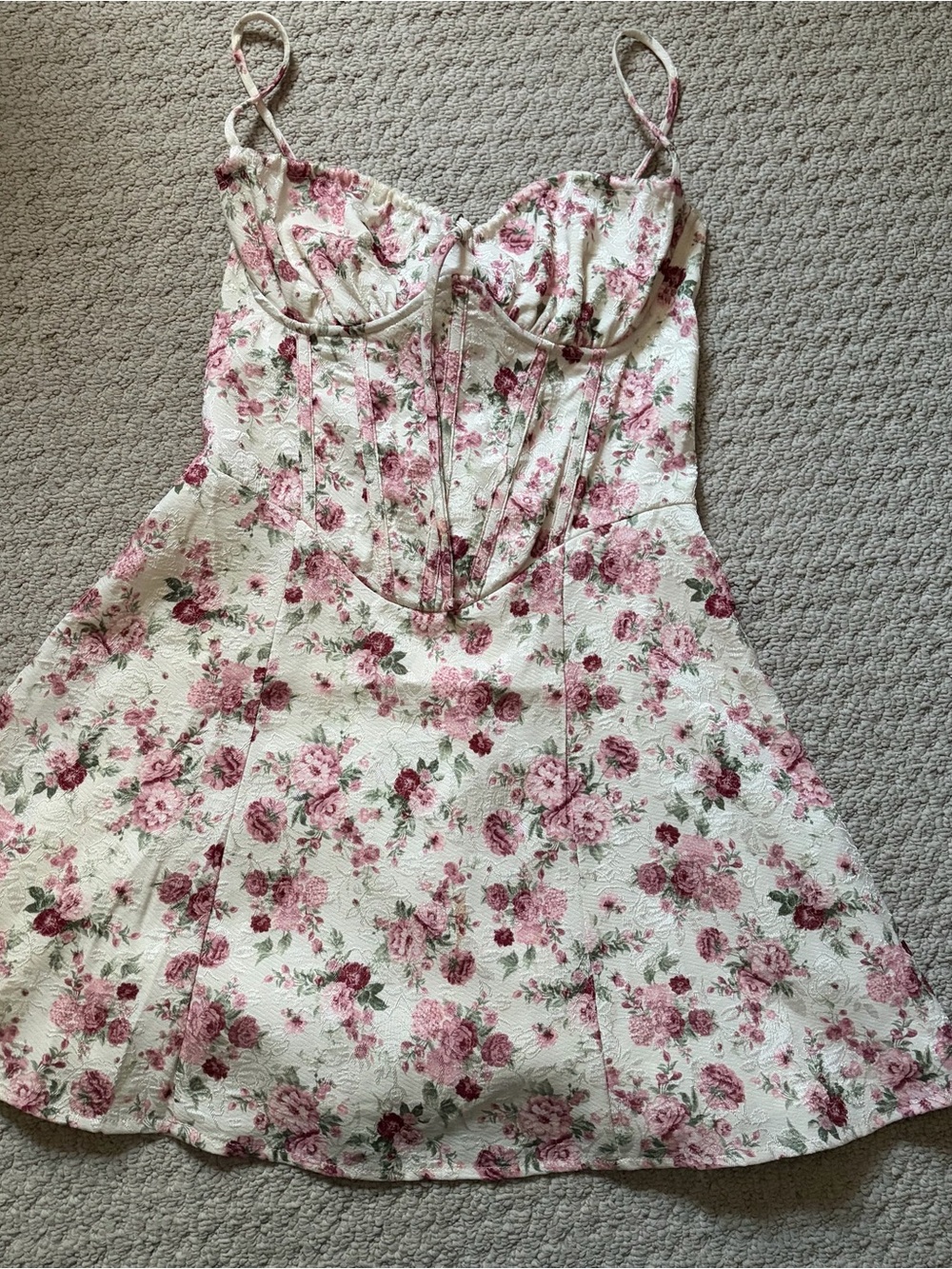 Windsor corset Floral Spaghetti-Strap Dress with Pink Rose Print